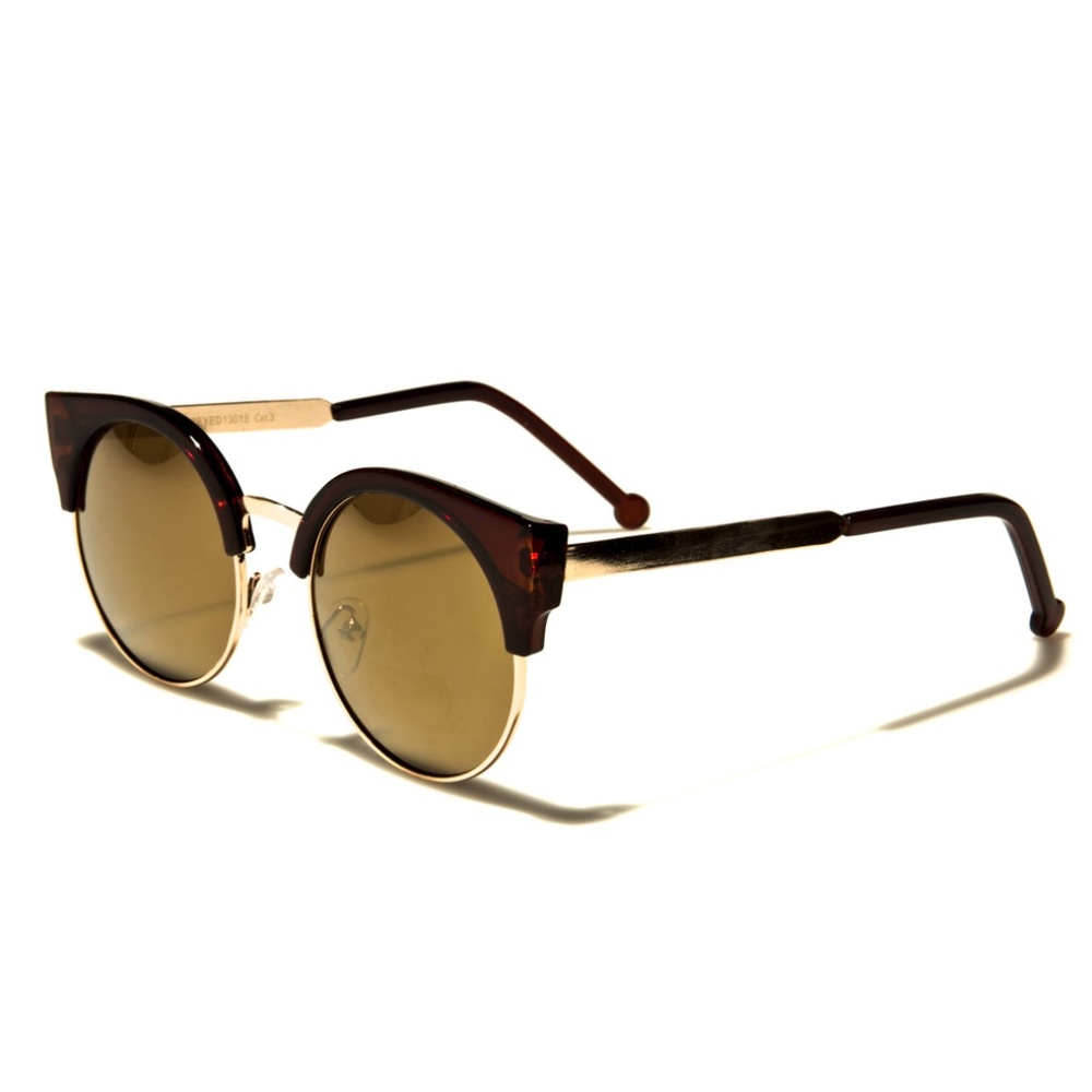 Round Cat Eye Sunglasses Brown Tortoise